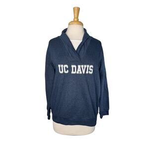UC DAVIS Shawl Collar Womens Lightweight Sweatshirt Size Large Blue White